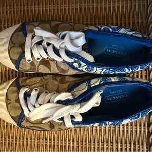 Coach Tan and Blue Casual Sneakers